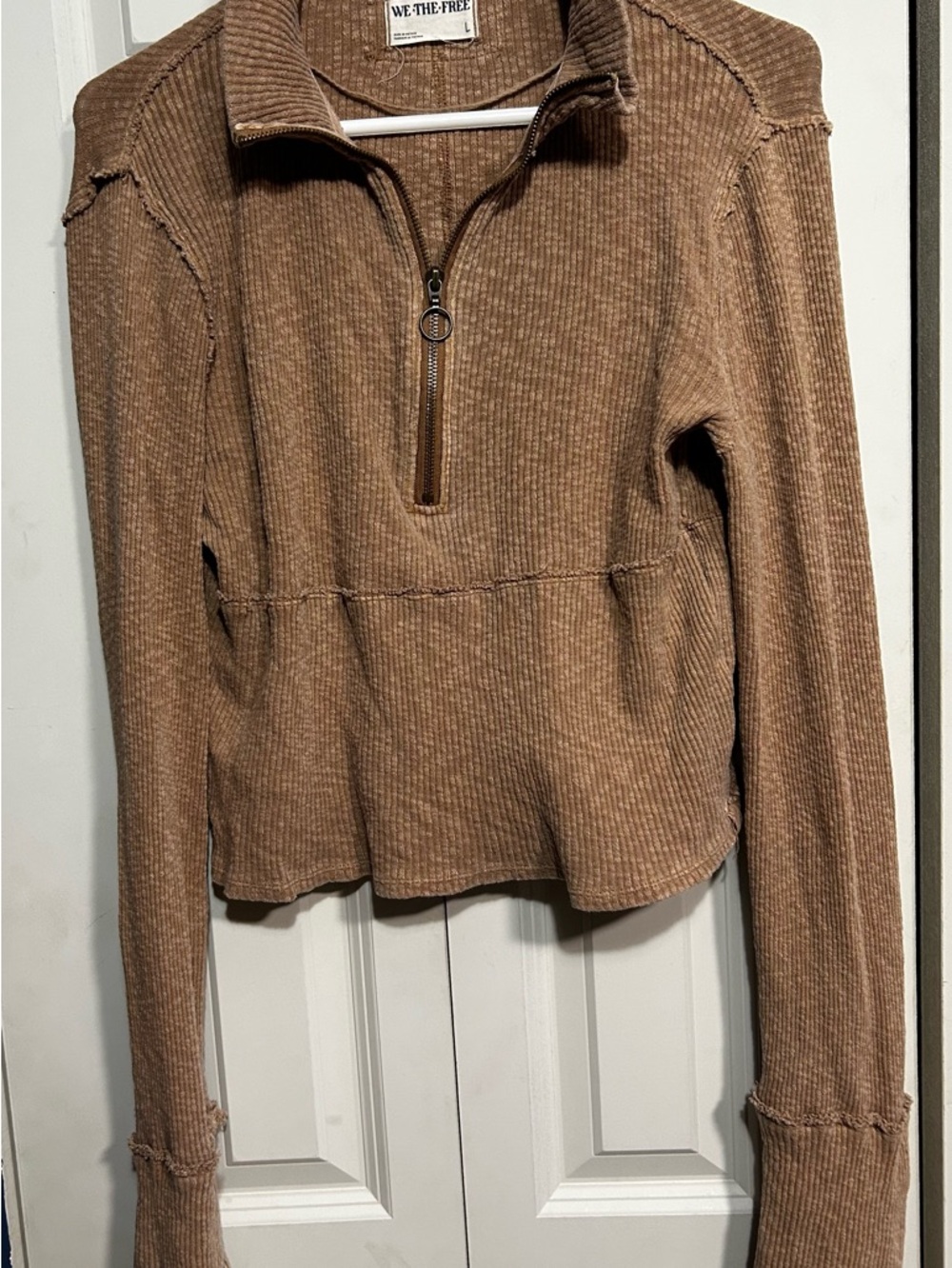 We The Free Ribbed Half-Zip Pullover in Brown